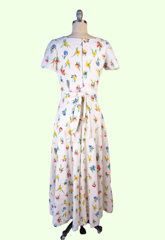 1940s Vintage Dress, 40s Floral Cotton Maxi Dress… - image 8