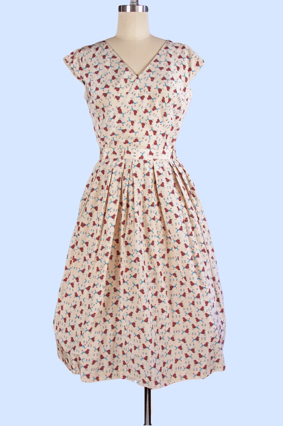 1950s Vintage Dress Set, 50s Poodle Novelty Print… - image 3