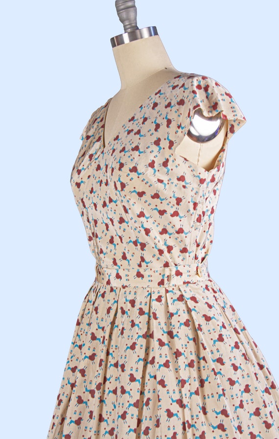 1950s Vintage Dress Set, 50s Poodle Novelty Print… - image 5