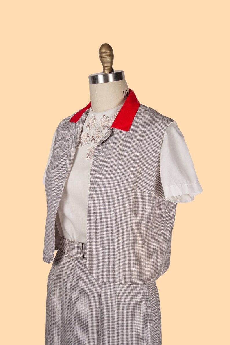 1950s Vintage Set 50s Two-Piece Vest & Skirt Set, Summer Suit, Large image 5