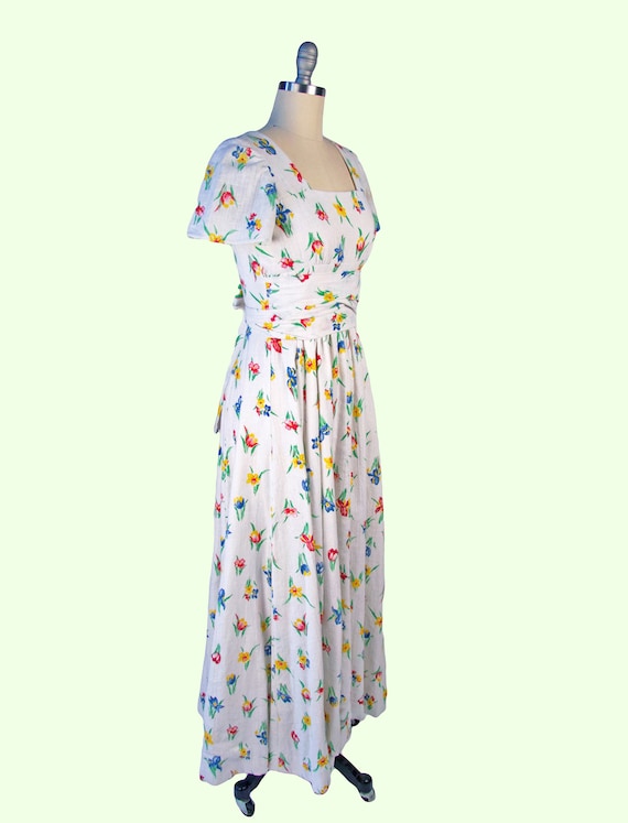1940s Vintage Dress, 40s Floral Cotton Maxi Dress… - image 6