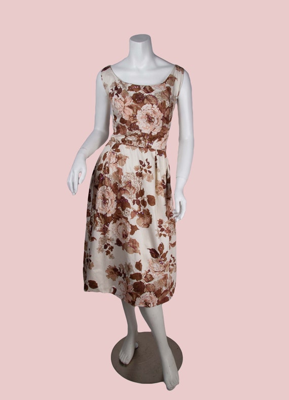 1960s Vintage Dress 60s Rappi Designer Rose Print… - image 2