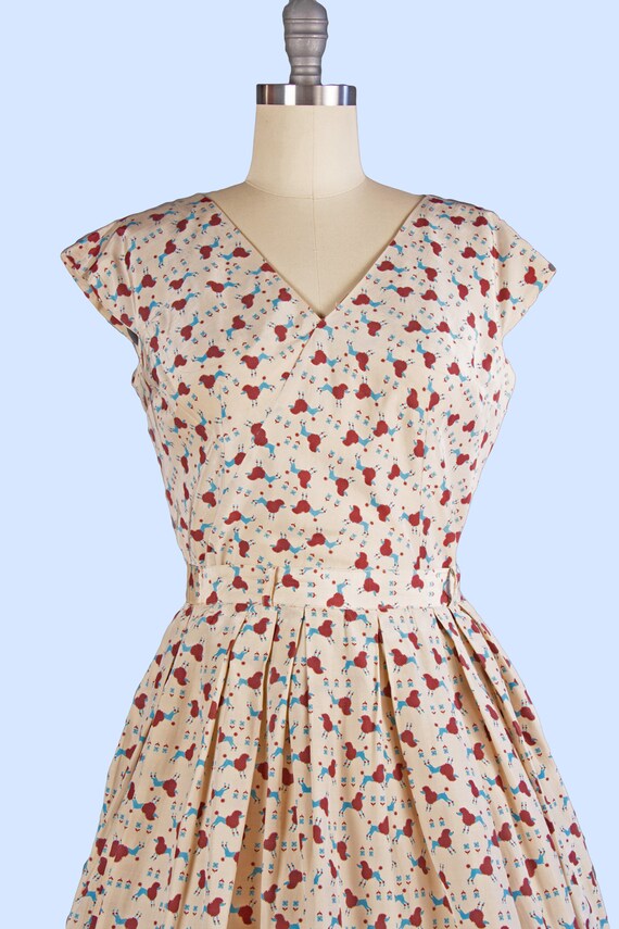 1950s Vintage Dress Set, 50s Poodle Novelty Print… - image 4