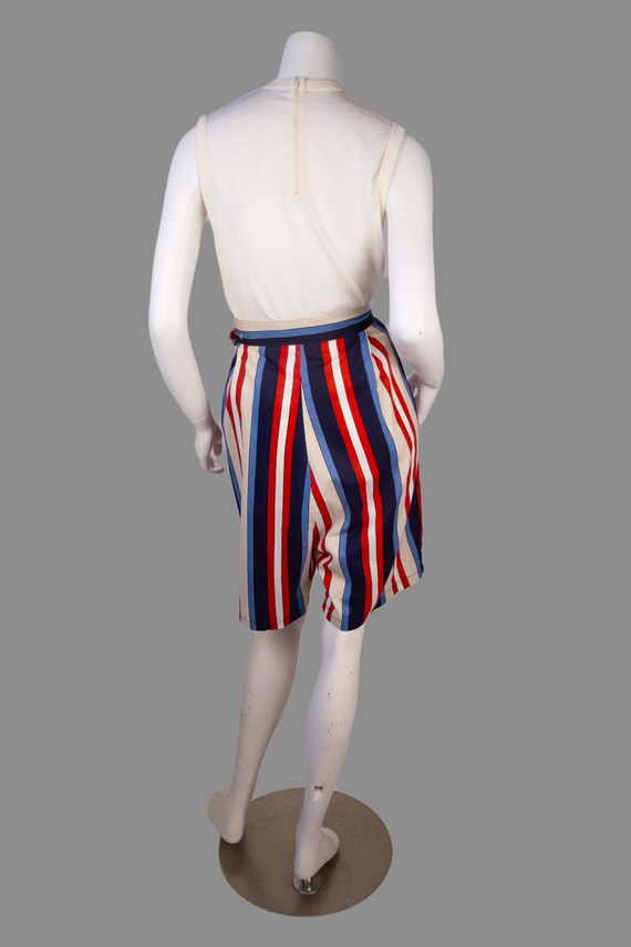 1950s Vintage Shorts, 50s Bermuda Red, White & Bl… - image 8