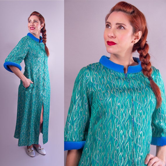1960's Charmode Lamé Brocade Hostess Gown