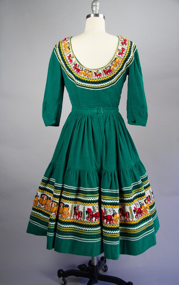Vintage 1950's Vintage Dress Set, 50s Green Cordu… - image 9