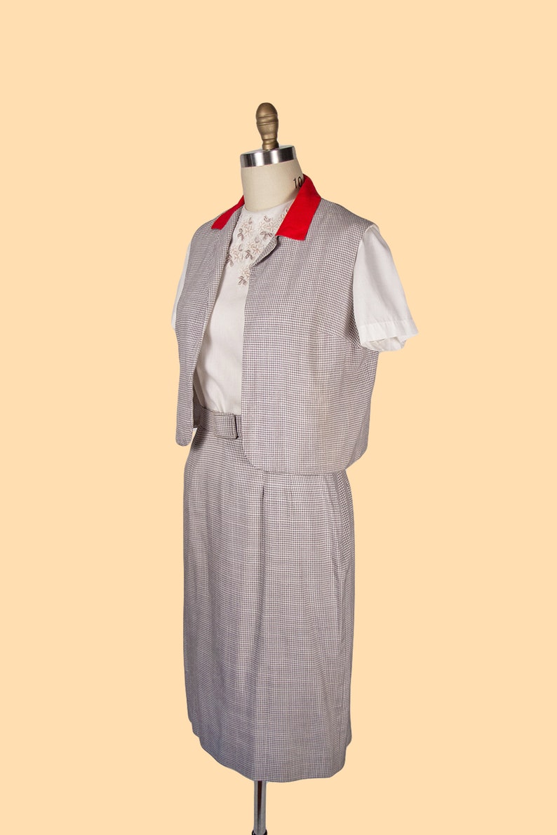 1950s Vintage Set 50s Two-Piece Vest & Skirt Set, Summer Suit, Large image 4