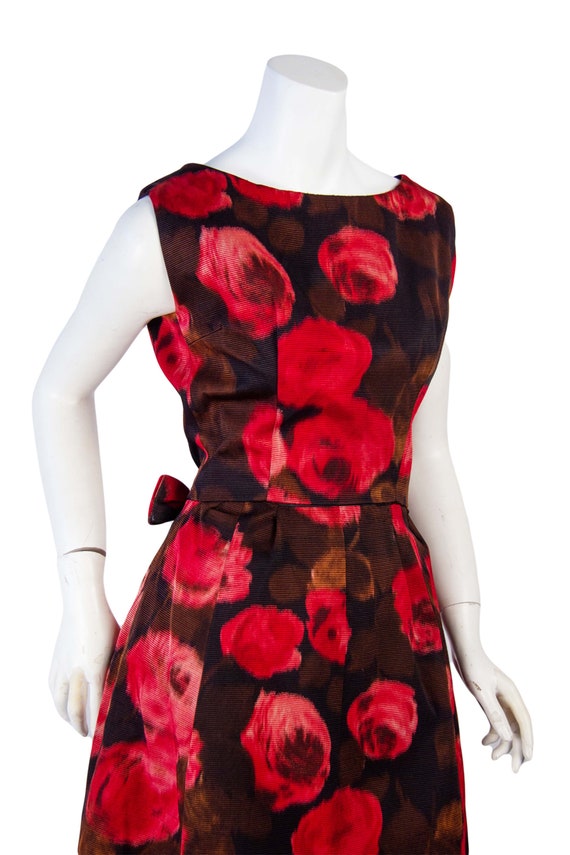 1960s Vintage Dress, Womens 60s Rose Print Dress,… - image 5