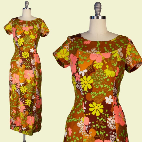 1960s Vintage Dress, 60s Ui-Maikai Hawaiian flora… - image 1