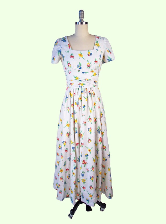 1940s Vintage Dress, 40s Floral Cotton Maxi Dress… - image 3