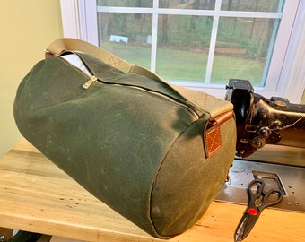 Waxed Canvas Duffle - Cylinder Duffle Bag