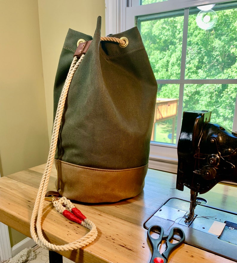 Waxed Canvas Sailor's Bag Ditty Bag Green and Field Etsy