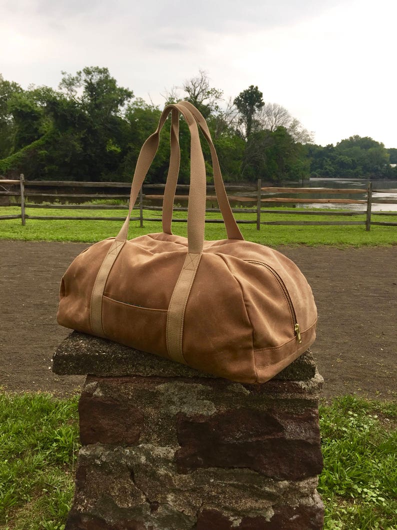 Waxed Canvas Duffel Weekender Tan Cotton Twill 18 oz