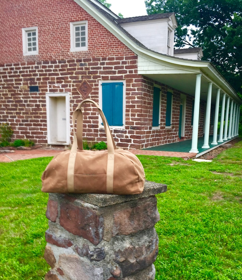 Waxed Canvas Duffel Weekender Tan Cotton Twill 18 oz