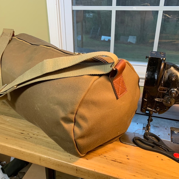 Waxed Canvas Duffle - Cylinder Duffle Bag - Field Tan