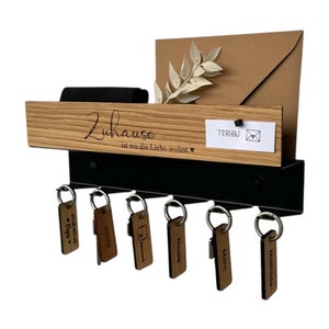 Schlüsselbrett aus Holz mit Ablage & Pinwand, modernes Design, hochwertig und stabil, MADE IN GERMANY
