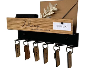Schlüsselbrett aus Holz mit Ablage & Pinwand, modernes Design, hochwertig und stabil, MADE IN GERMANY