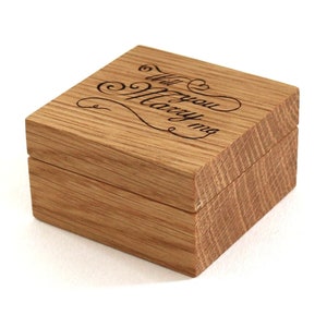 Wooden ring box for engagement ring personalized with engraving