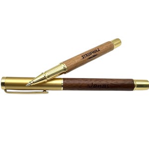 Exclusive Wooden Ballpoint Pen with Gold-Colored Cap – Customizable