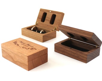 Wooden wedding ring box personalized with engraving