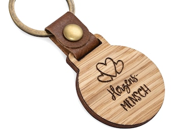 Key ring personalized made of wood with many different motifs as engraving