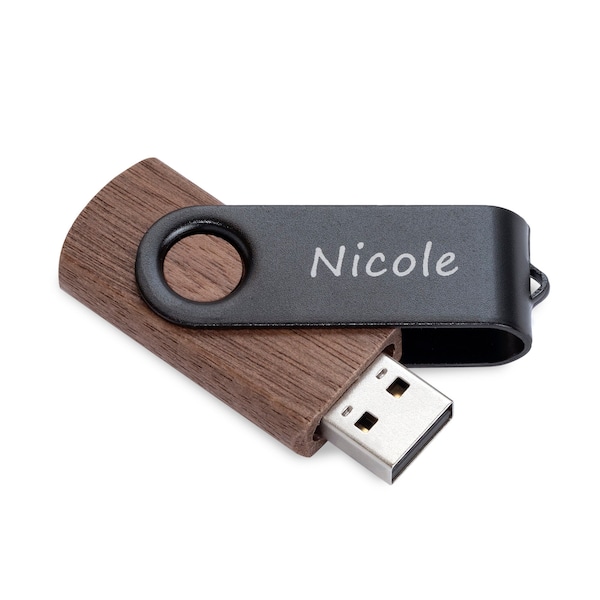 USB Stick mit Namen oder  Logo personalisiert aus Holz - 32GB - individuelle Gravur