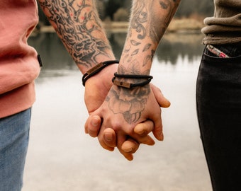 Pulsera de cabo de vela con madera, cierre magnético oculto, diferentes colores y tipos de madera, como pulsera y collar con grabado