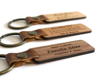 Key ring personalized made of wood with many different motifs as engraving