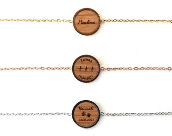 Baptism bracelet & Necklace  made of wood with personal engraving - design it individually