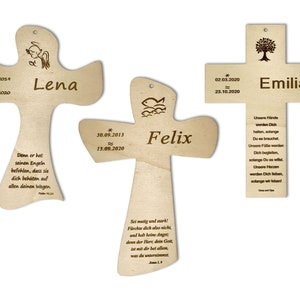 Christening cross personalized with baptism, name, date, wooden cross for children, individual gift for birth and baptism for boys and girls imagem 1