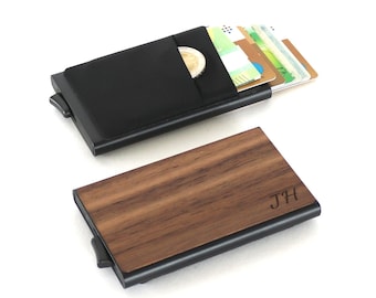 Credit card holder made of wood with personal engraving