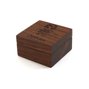 Tooth box personalized with name made of wood Nussbaum