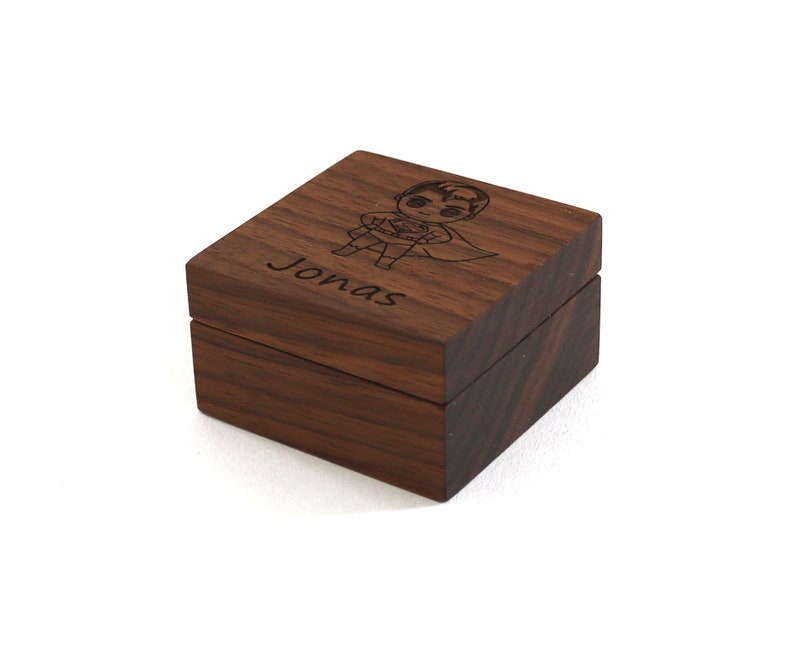Tooth box personalized with name made of wood Nussbaum