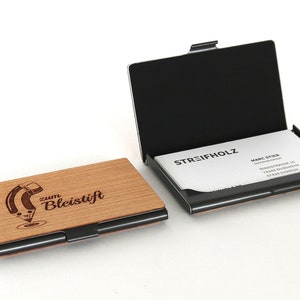 Business card holder made of wood, personalized with engraving