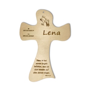 Christening cross personalized with baptism, name, date, wooden cross for children, individual gift for birth and baptism for boys and girls Form 1