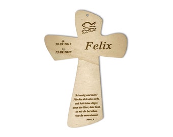 Kinderkreuz zur Taufe individuell personalsiert,Taufkreuz aus Holz mit Gravur, Taufspruch,Namen,Datum aus Holz,Geschenk zur Geburt und Taufe