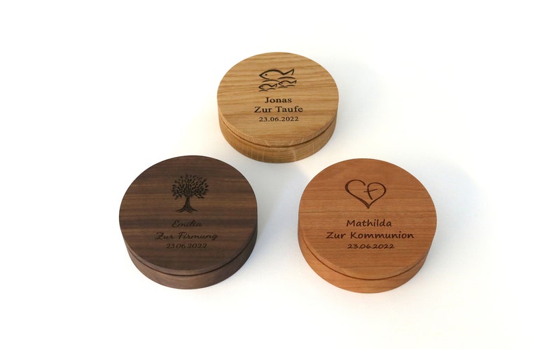 Wooden jewelry box, personalized gift for baptism, communion, confirmation and much more. image 10