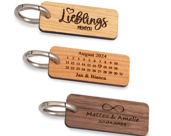 Llavero de madera personalizado con grabado con muchos motivos diferentes