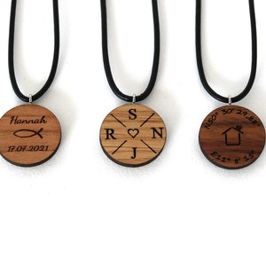 Pendant made of wood personalized with coordinates, name, date, engraving, tree of life, letters, name chain, necklace, necklace