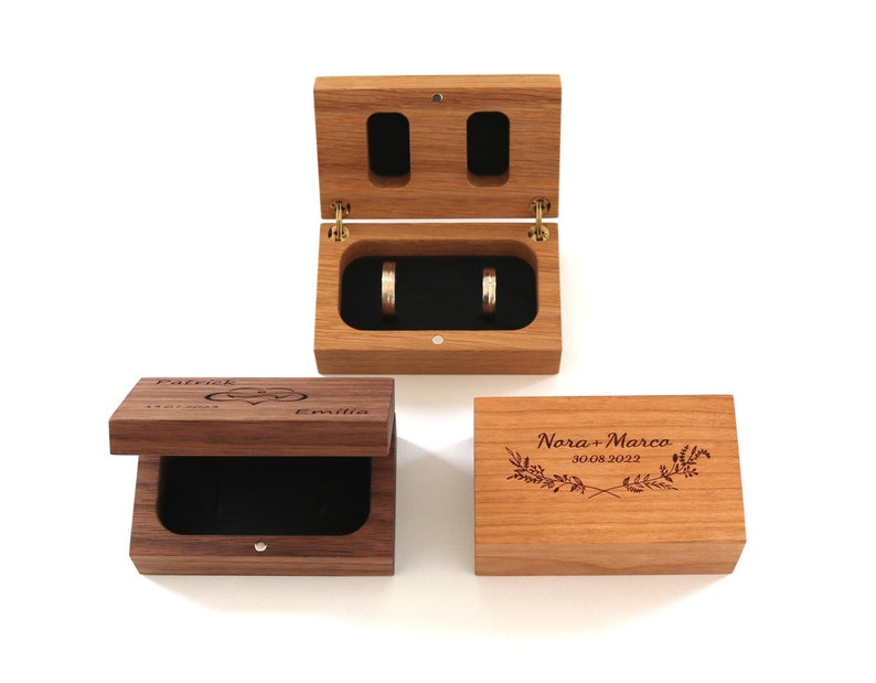 Wooden wedding ring box personalized with engraving image 6