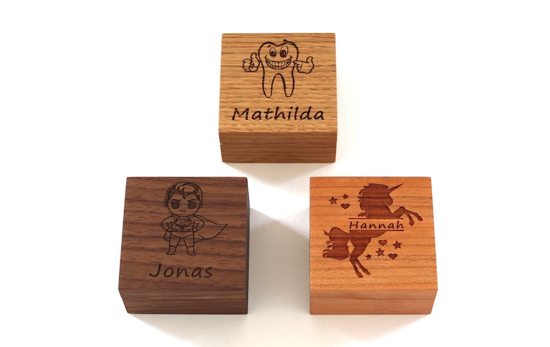 Tooth box personalized with name made of wood zdjęcie 2