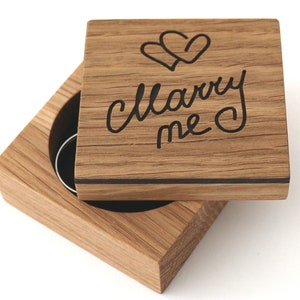 Ringbox aus Holz mit Gravur &quot;marry me&quot;  Ringkästchen Heiratsantrag Ring Box für Verlobungsring Ringetui Ringdose Ringschatulle