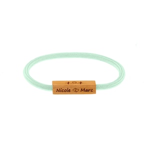 Pulsera de cabo de vela con madera, cierre magnético oculto, diferentes colores y tipos de madera, como pulsera y collar con grabado imagen 9