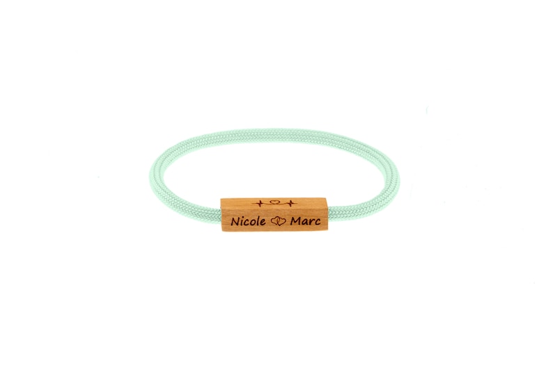 Pulsera de cabo de vela con madera, cierre magnético oculto, diferentes colores y tipos de madera, como pulsera y collar con grabado imagen 9