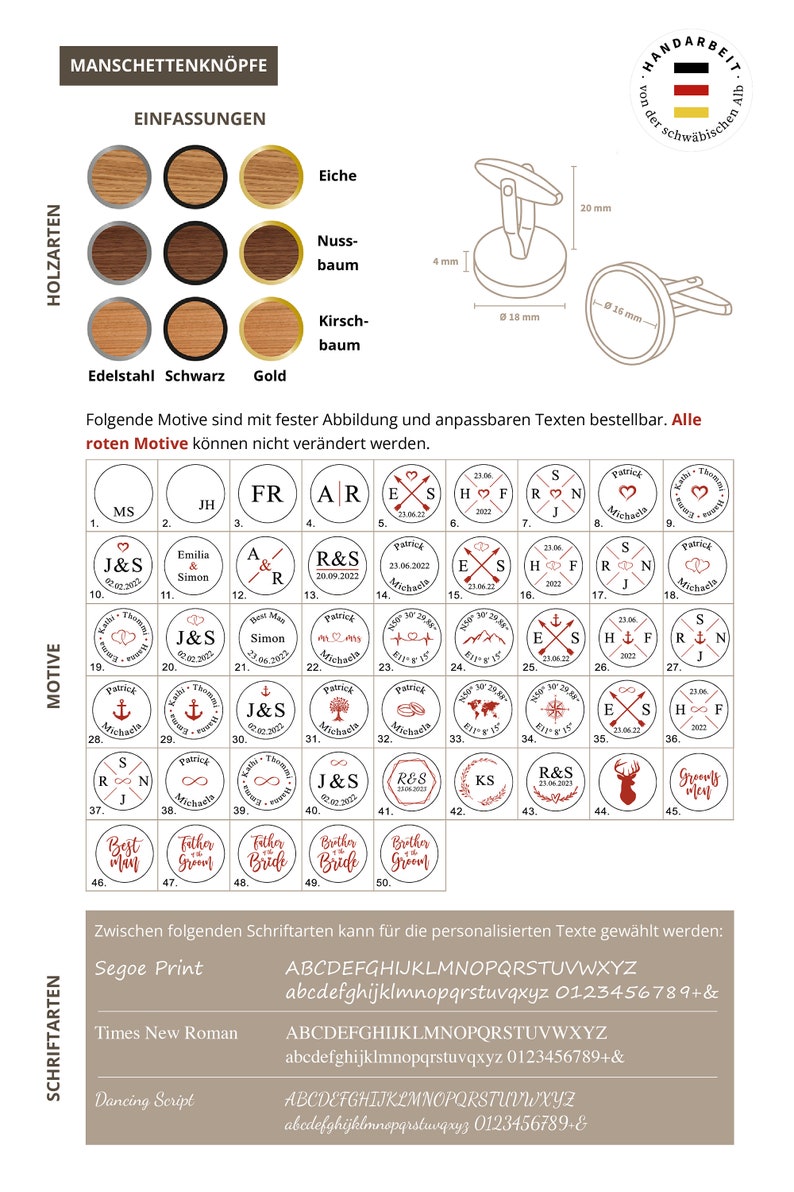 Manschettenknöpfe aus Holz mit persönlicher Gravur Bild 3