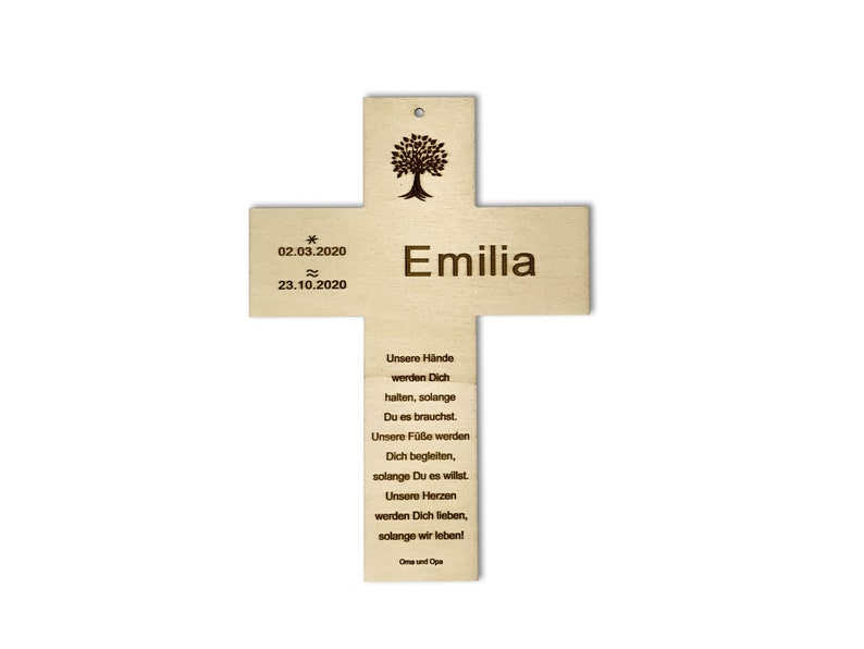 Christening cross personalized with baptism, name, date, wooden cross for children, individual gift for birth and baptism for boys and girls Form 3