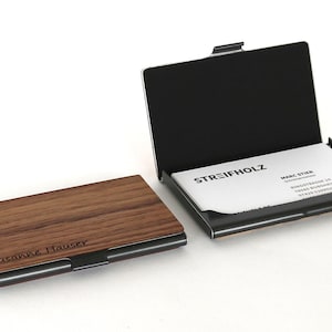 Business card holder with engraving made of wood