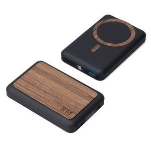 Magsafe Powerbank aus Holz personalisiert mit Gravur MagSafe Powerbank 15Watt magnetisch 画像 2