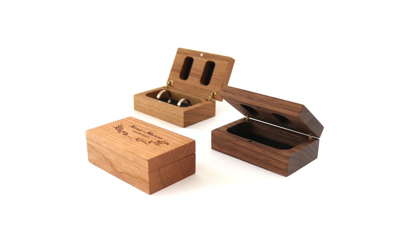 Wooden wedding ring box personalized with engraving image 1