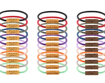 Pulsera de cabo de vela con madera, cierre magnético oculto, diferentes colores y tipos de madera, como pulsera y collar con grabado